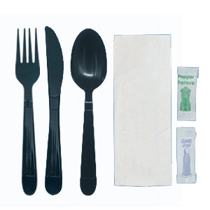 Fork + Knife + Spoon + 1Ply Napkin(30×30) + Salt + Pepper	