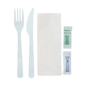 Fork + Knife + 1Ply Napkin(30×30) + Salt + Pepper