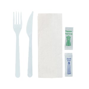 Fork + Knife + 1Ply Napkin(30×30) + Salt + Pepper