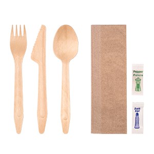 Fork + Knife + Spoon + 2Ply Bio Napkin(24×32) + Salt + Pepper	